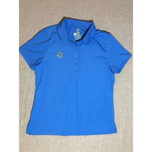 Womens Walmart Employee Polo Size Large Blue Casual Polyester Spandex